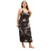 plus size print cross sling backless loose nightdress-Can be worn outside NSWFC130323