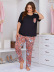 plus size print short-sleeved loose round neck two-piece Loungewear-Can be worn outside NSWFC130324
