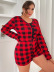 plus size long-sleeved slim plaid jumpsuit Loungewear-Can be worn outside NSWFC130330