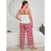 plus size lace print stitching suspender backless loose two-piece Loungewear-Can be worn outside NSWFC130332