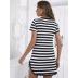 v neck short sleeve stitching loose stripes lace nightdress-Can be worn outside NSWFC130333