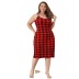 plus size suspender slim plaid nightdress-Can be worn outside NSWFC130335