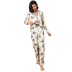 printed long-sleeved lapel loose two-piece Loungewear-Can be worn outside NSWFC130339