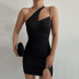 solid color backless sling slit sheath dress NSHTL130356