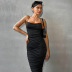solid color backless slim pleated slip sheath dress NSHTL130357