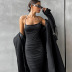 solid color backless slim pleated slip sheath dress NSHTL130357