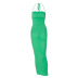 solid color backless lace-up long halter dress NSHTL130359