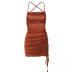 backless straps side drawstring slim dress NSHTL130361