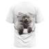 camiseta casual con cuello redondo y estampado de gato de talla grande NSLBT130607