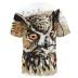 plus size Owl Printed Round Neck short sleeve T-Shirt NSLBT130594