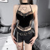 Gothic hanging neck backless slim solid color lace vest NSGYB132771