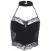 Gothic hanging neck backless slim solid color lace vest NSGYB132771