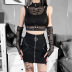 Gothic stand collar slim solid color mesh perspective vest with sleeve covers NSGYB132774