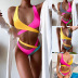 wrap chest hollow sling color matching/leopard print  bikini two-piece set NSCSM132780