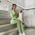zipper solid color hip-lifting high-elastic long sleeve high waist top and pant yoga set NSBDX132801