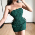 tube top slim backless cross strappy short solid color dress NSFH132813