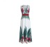 V-neck sleeveless long waist flower printed dresses NSFH132816