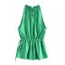 sleeveless lace-up stand collar solid color satin vest NSYXB132822