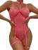 hanging neck sling hollow wrap chest solid color see-thriugh one-piece underwear NSRBL132836