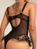 perspective breasted solid color sling hollow backless one-piece underwear NSRBL132838