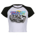 printed short-sleeved round neck slim short T-shirt NSSSN132847