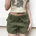 pocket stitching slimming low-waist belt solid color shorts NSSSN132849