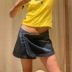 button stitching low waist A-line denim skirt NSSSN132850