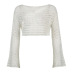 round neck loose hollow long sleeve solid color knitted top NSSSN132851