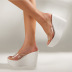 waterproof platform wedge heel open toe transparent one word slippers NSSO132871