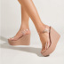 wedge high heel transparent PVC word belt sandals NSSO132875