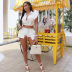 button solid color lapel sleeveless high waist top and shorts suit NSMX133504