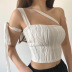 hanging neck backless slim lace-up solid color vest NSAFS133516