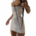 printed suspender short slim backless low-cut dress NSMG133520