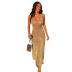 sling low-cut slim long solid color dress NSMG133522