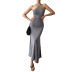 Sleeveless High Waist Slim Sling backless solid color Dress NSMG133525