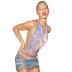 mesh print backless hanging neck low-cut slim dress NSMG133528