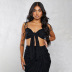 sling wrap chest high waist backless lace-up solid color vest and skirt set NSMG133541
