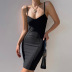 slim suspender low-cut backless solid color dress NSLKL133550