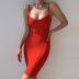 slim suspender low-cut backless solid color dress NSLKL133550