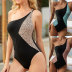 single-shoulder sling slim leopard print one-piece swimsuit NSLRS133561