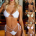 sling hollow wrap chest lace-up solid color/striped bikini two-piece set NSLRS133564