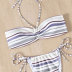 conjunto de dos piezas de bikini a rayas con cuello cruzado y cintura alta en el pecho NSLRS133566