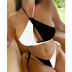 Conjunto de dos piezas de bikini a juego de color con cordones en el pecho y cintura alta con cuello colgante NSLRS133567