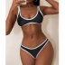 sling backless low-cut slim color matching bikini two-piece set NSLRS133570