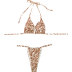 conjunto de tres piezas de bikini a rayas de manga larga con cuello colgante cruzado en el pecho NSLRS133573