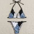 conjunto de dos piezas de bikini a juego con cintura alta y cuello colgante en el pecho cruzado NSLRS133574