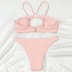 high waist sling backless hollow solid color bikini two-piece set NSLRS133575