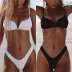 conjunto de dos piezas de bikini de color sólido sin espalda de cintura alta con cabestrillo NSLRS133576