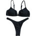 conjunto de dos piezas de bikini de color sólido sin espalda de cintura alta con cabestrillo NSLRS133576