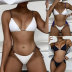 conjunto de dos piezas de bikini de color sólido sin espalda con honda en el pecho con cordones NSLRS133579